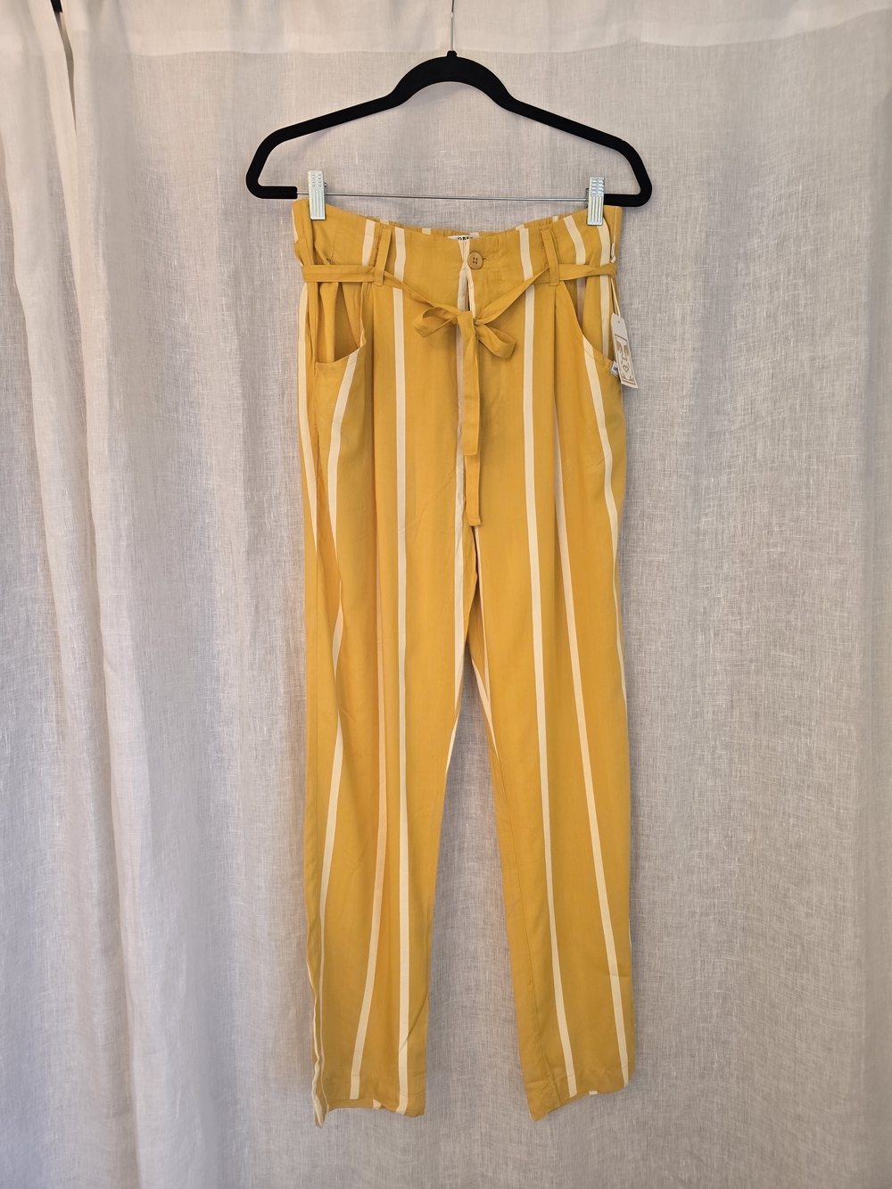 Obey Paperbag Trousers in Mustard Stripe